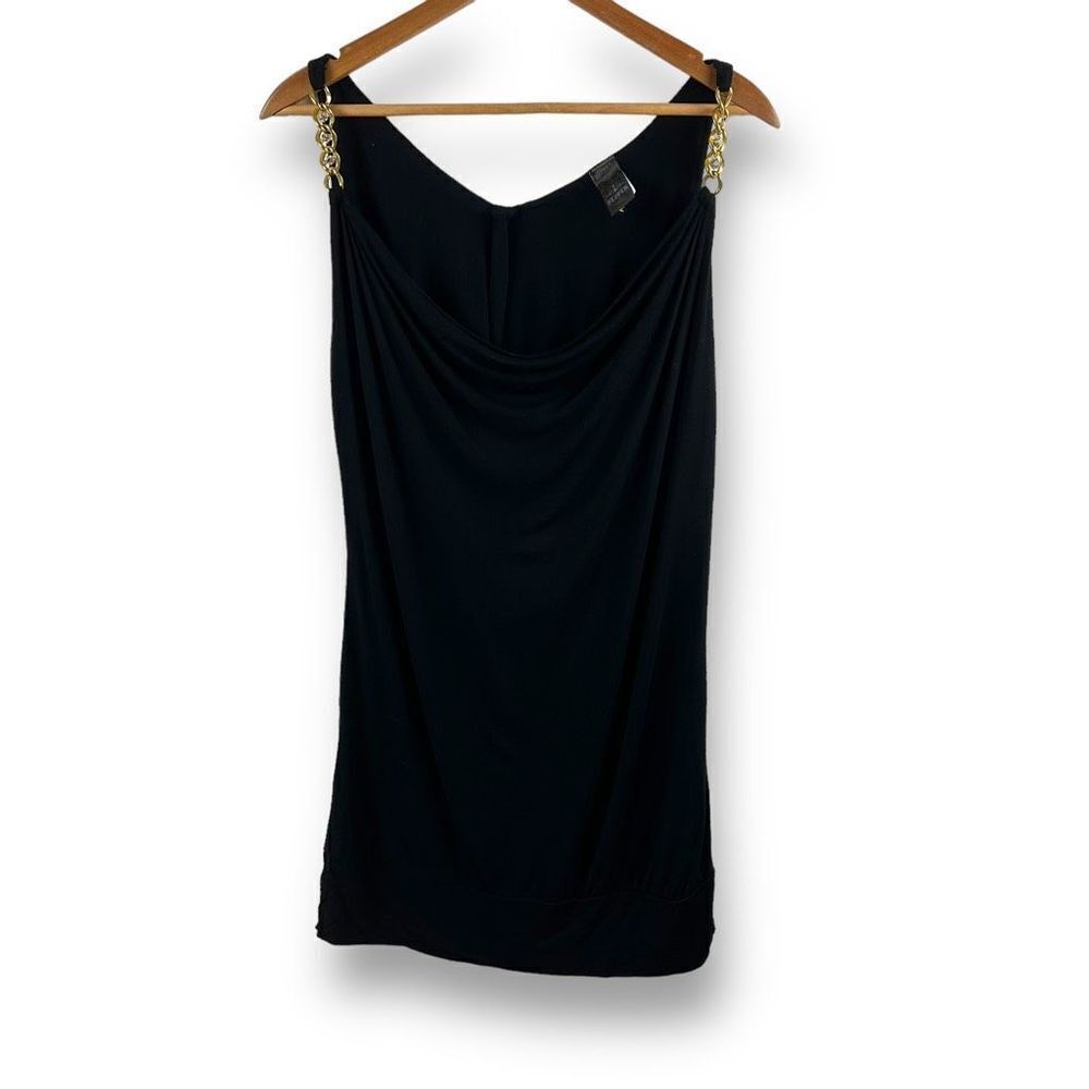 Pepper black dress gold‎ chain and rhinestone strap trim size L